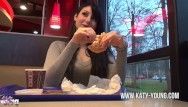Katy juvenile - hawt teengirl blows, acquires pumped and eats cum at burger king