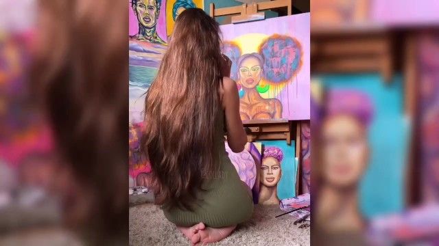 Very lengthy hair foot fetish real rapunzel natural bushy hair play legal age teenager solo